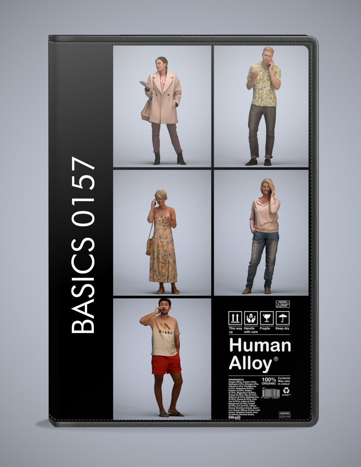 3D human models standing bundle, 5 photogrammetry scanned people for archviz