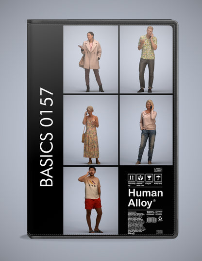 3D human models standing bundle, 5 photogrammetry scanned people for archviz