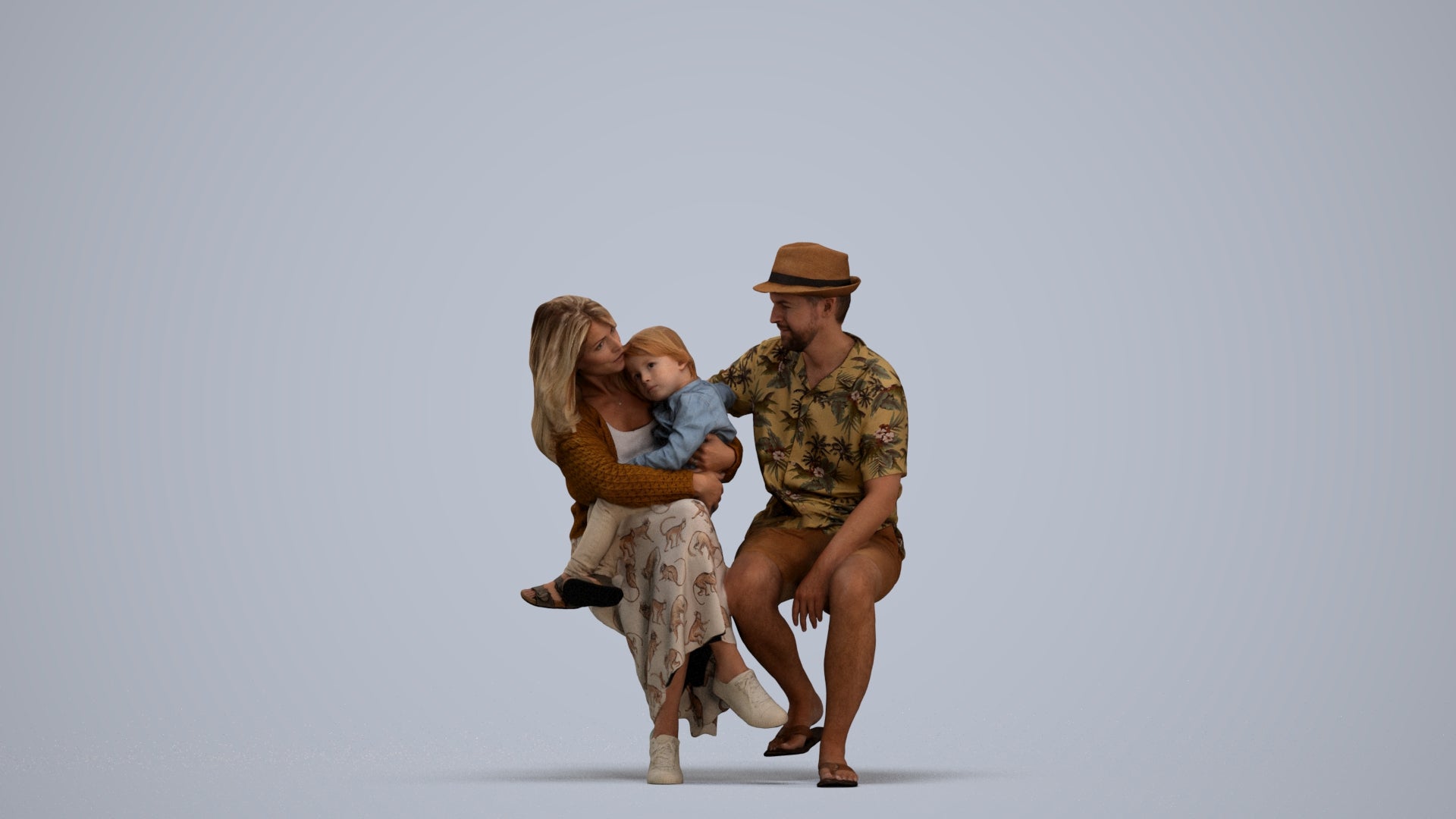 scanned 3D girl kids, photogrammetry people for Enscape and V-Ray, standing pose render
