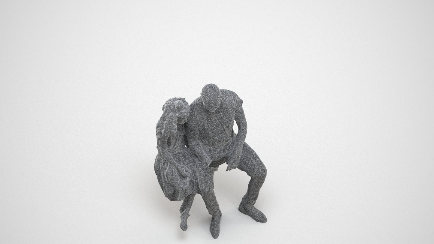 3D people model girl casual kids, scanned human for 3ds Max rendering, wireframe three-quarter view