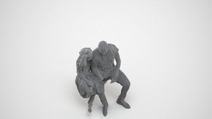 3D people model girl casual kids, scanned human for 3ds Max rendering, wireframe three-quarter view