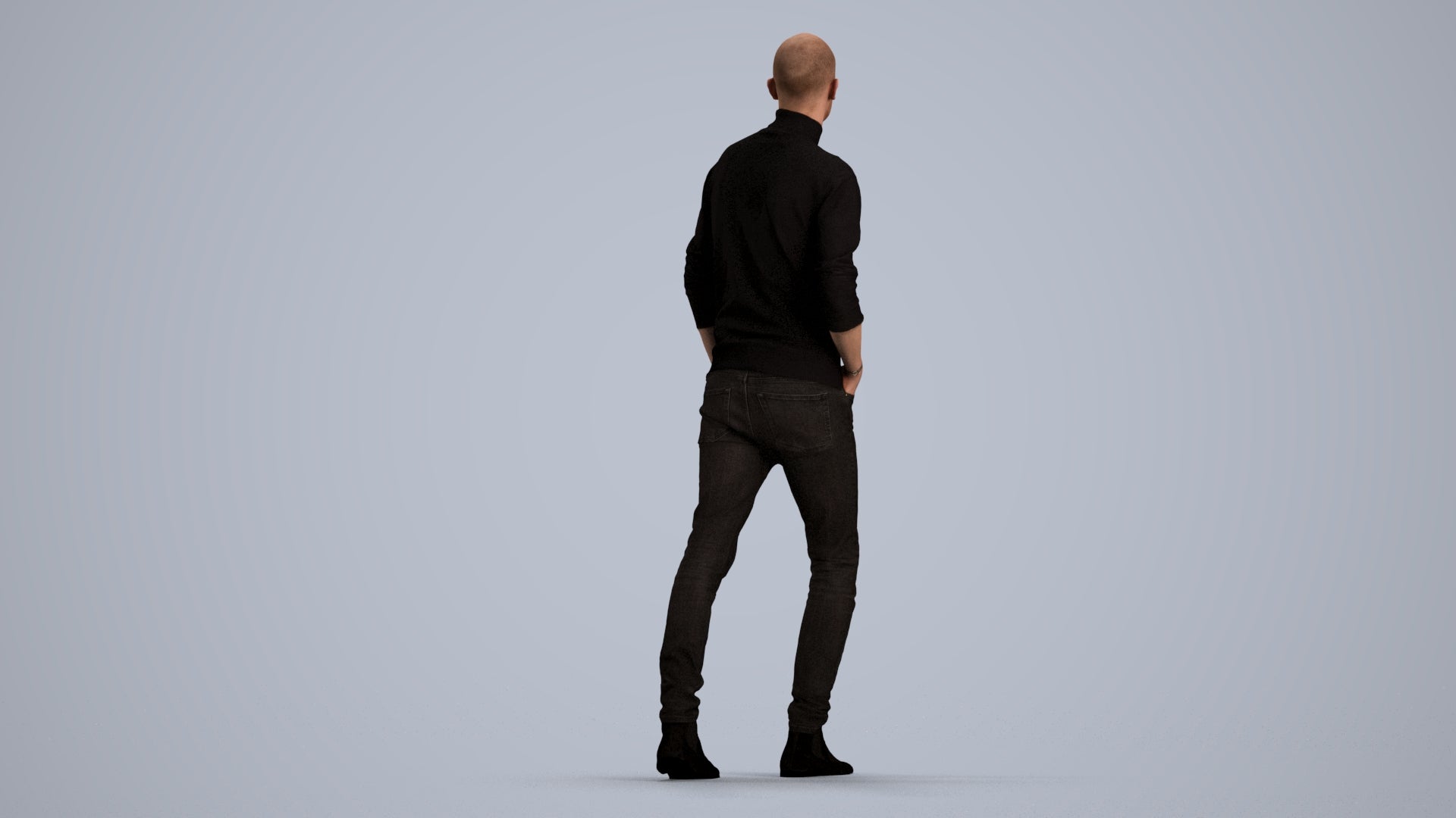 photogrammetry 3D man casual walking, realistic human model archviz FBX, front view render