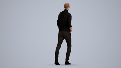 photogrammetry 3D man casual walking, realistic human model archviz FBX, front view render