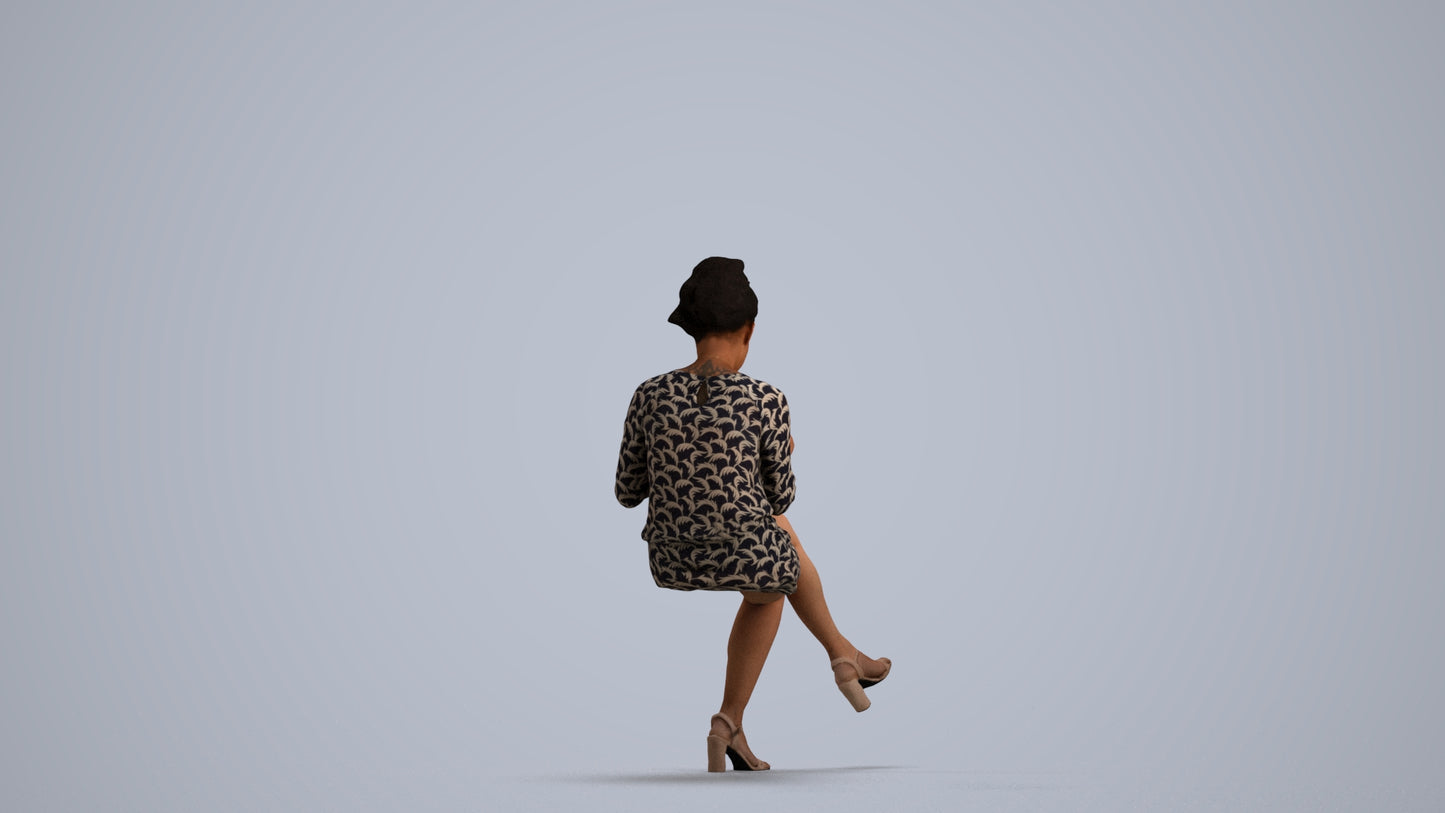realistic 3D people woman casual sitting, render-ready for V-Ray and Corona, FBX OBJ, front view render