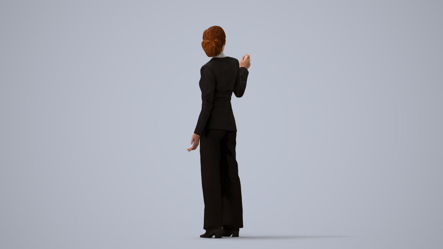 realistic 3D woman business, scanned archviz people for Blender and 3ds Max, three-quarter view render