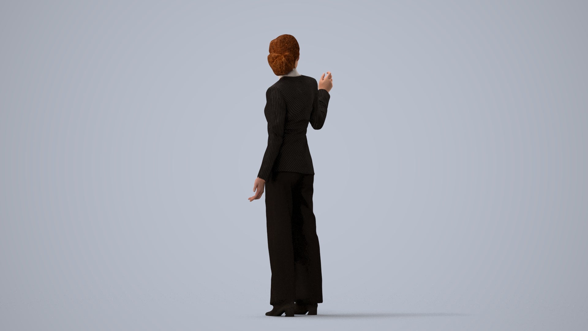 realistic 3D woman business, scanned archviz people for Blender and 3ds Max, three-quarter view render