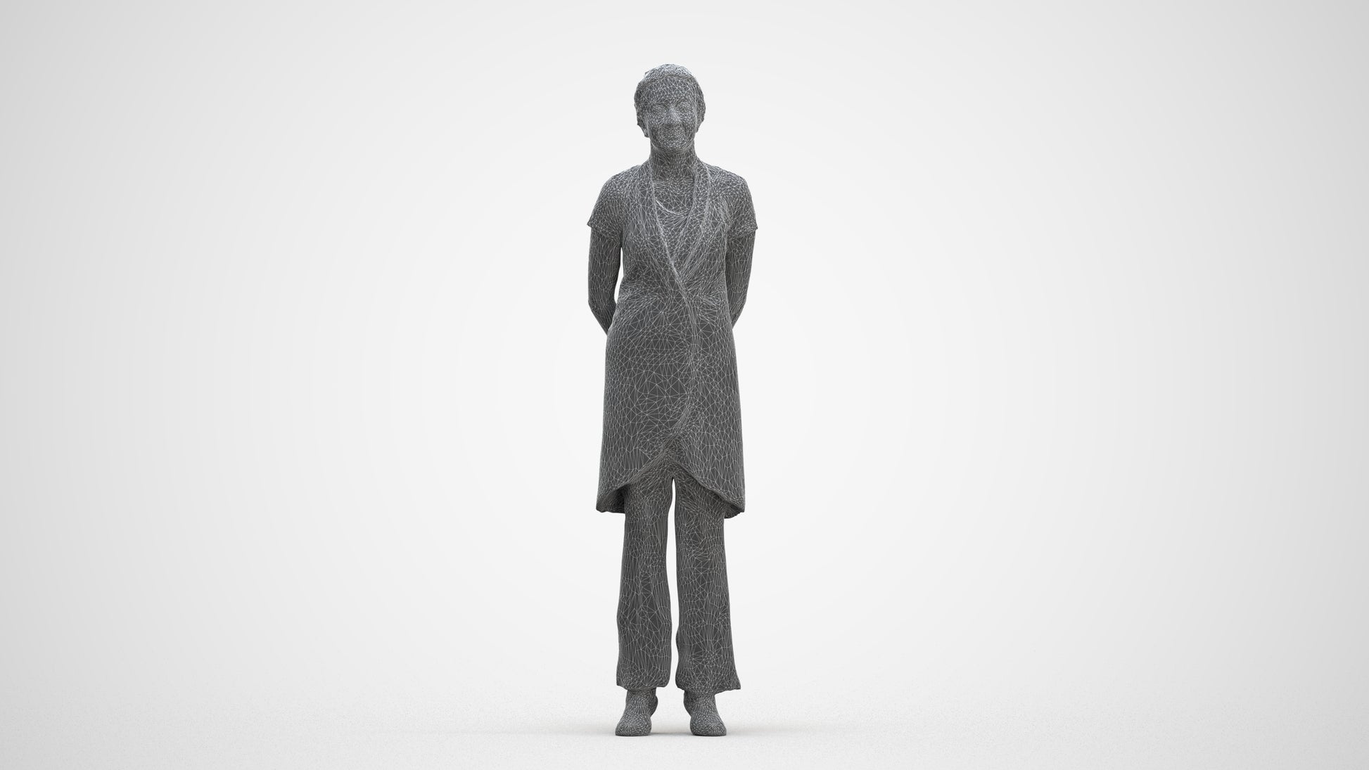 realistic 3D woman hospitality, scanned archviz people for Blender and 3ds Max, three-quarter front view render