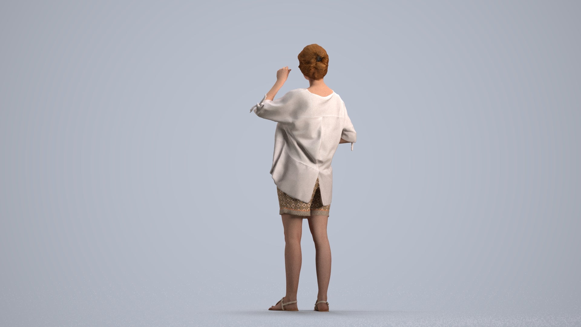 realistic 3D people woman casual standing, render-ready for V-Ray and Corona, FBX OBJ, front view render