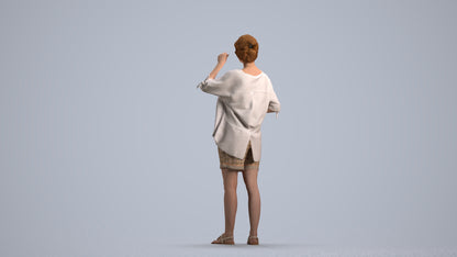 realistic 3D people woman casual standing, render-ready for V-Ray and Corona, FBX OBJ, front view render