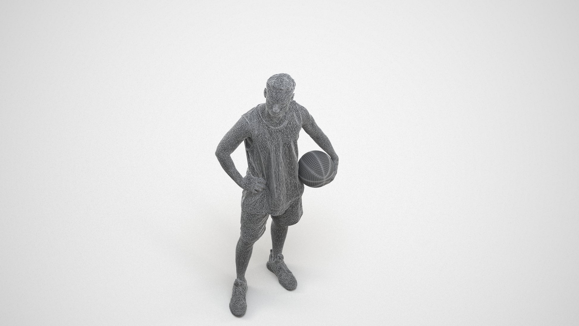 realistic 3D people man sport, render-ready for V-Ray and Corona, FBX OBJ, wireframe three-quarter view