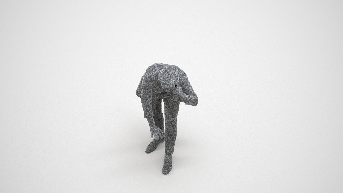 realistic 3D man business, scanned archviz people for Blender and 3ds Max, wireframe three-quarter view