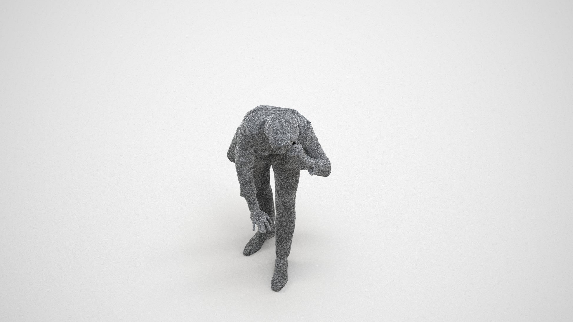 realistic 3D man business, scanned archviz people for Blender and 3ds Max, wireframe three-quarter view