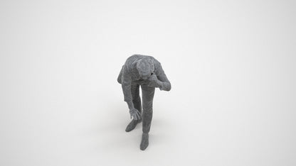 realistic 3D man business, scanned archviz people for Blender and 3ds Max, wireframe three-quarter view