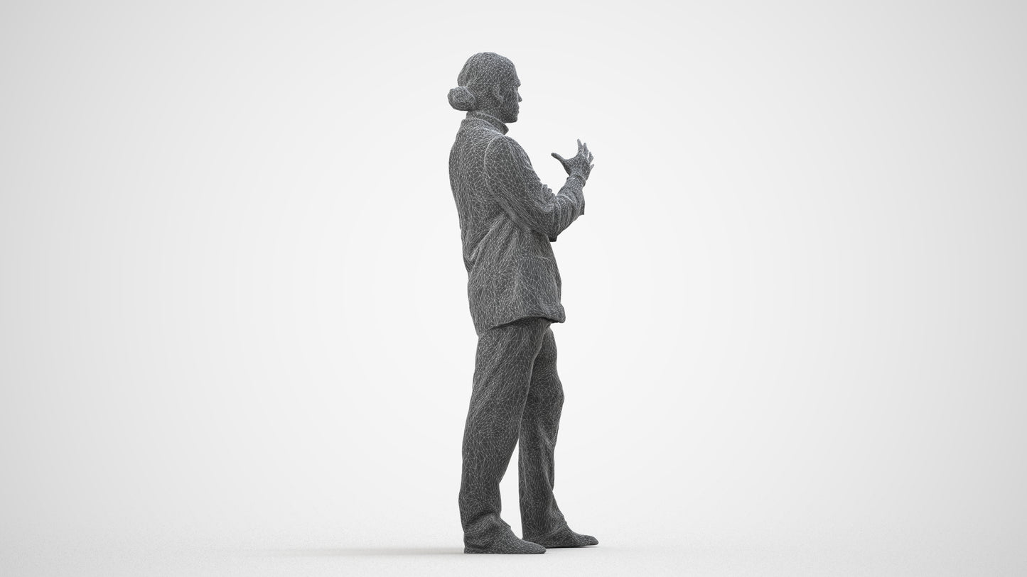 scanned 3D man business, photogrammetry people for Enscape and V-Ray, wireframe side view