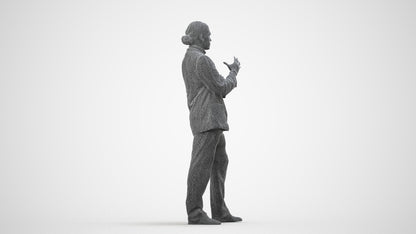 scanned 3D man business, photogrammetry people for Enscape and V-Ray, wireframe side view