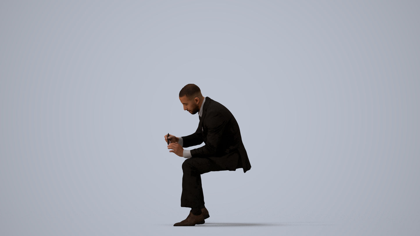 scanned 3D man business, photogrammetry people for Enscape and V-Ray, three-quarter view render