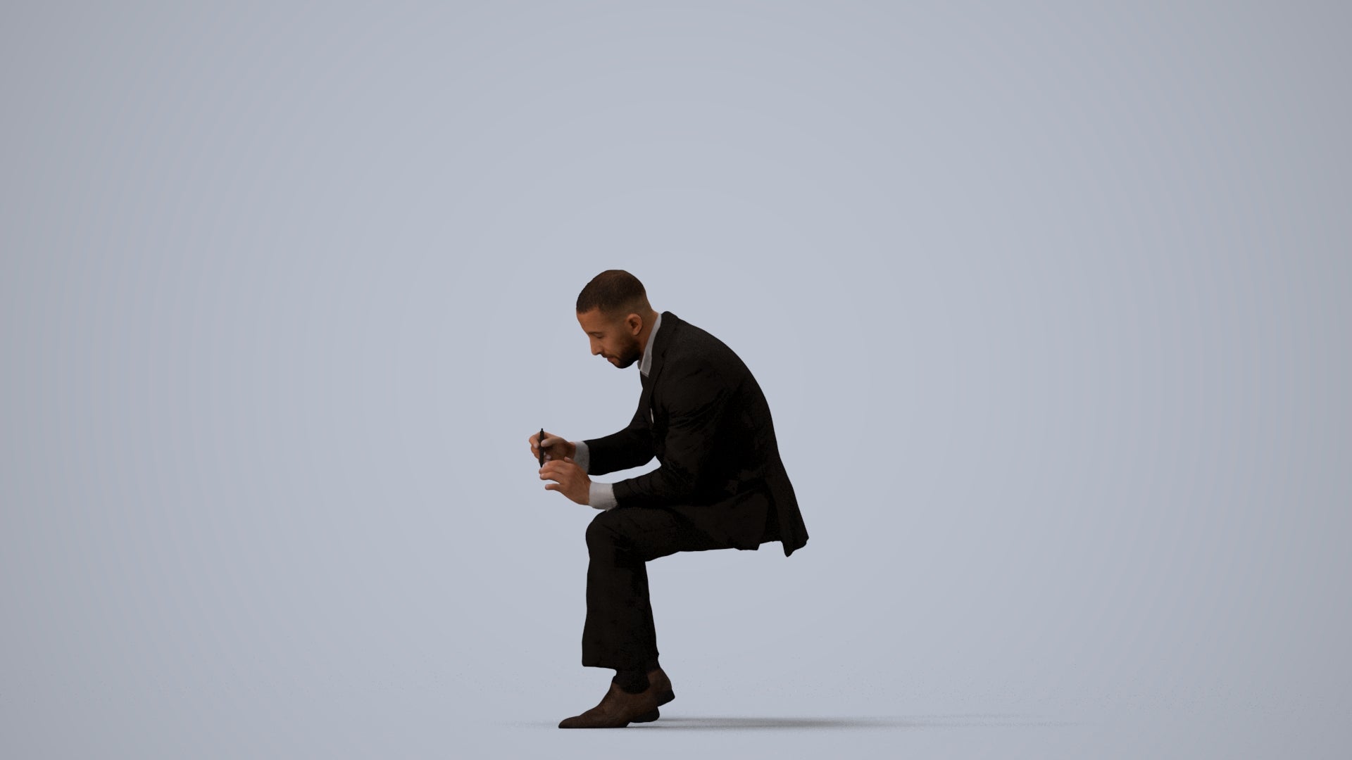 scanned 3D man business, photogrammetry people for Enscape and V-Ray, three-quarter view render