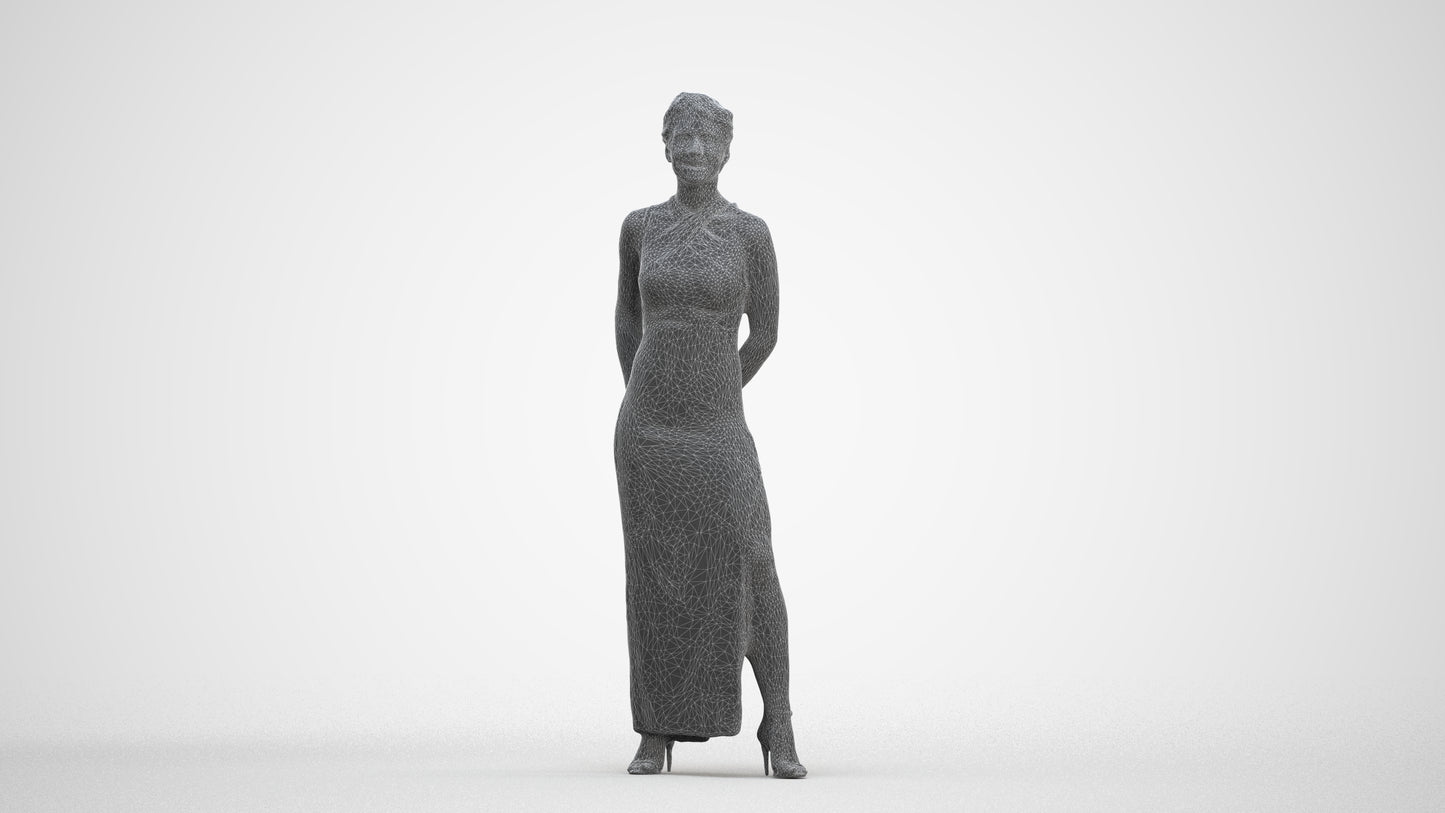 scanned 3D woman formal formalaffairs, photogrammetry people for Enscape and V-Ray, three-quarter front view render