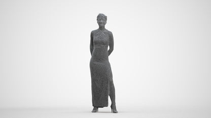 scanned 3D woman formal formalaffairs, photogrammetry people for Enscape and V-Ray, three-quarter front view render