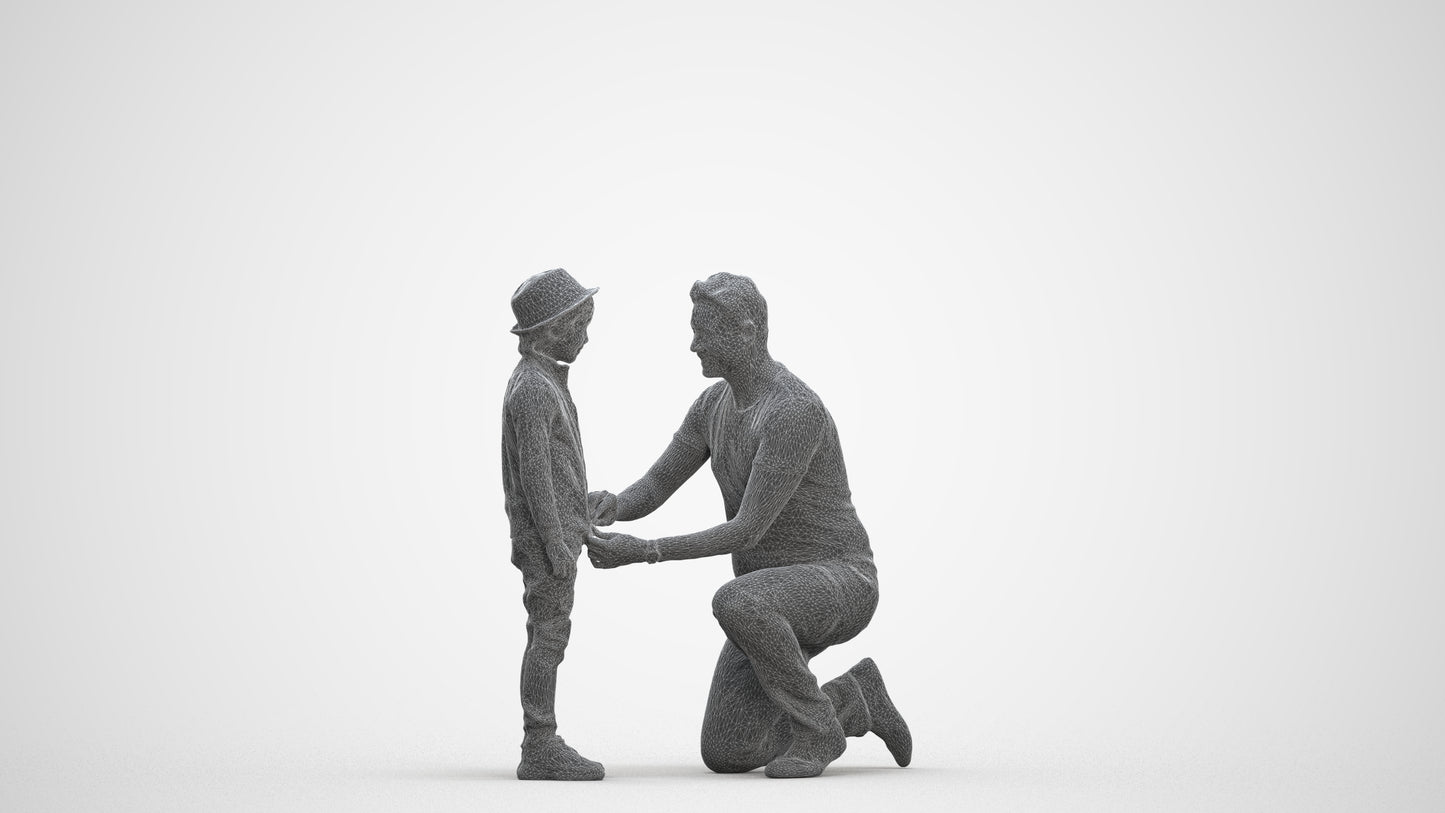 realistic 3D boy casual kids, scanned archviz people for Blender and 3ds Max, three-quarter front view render
