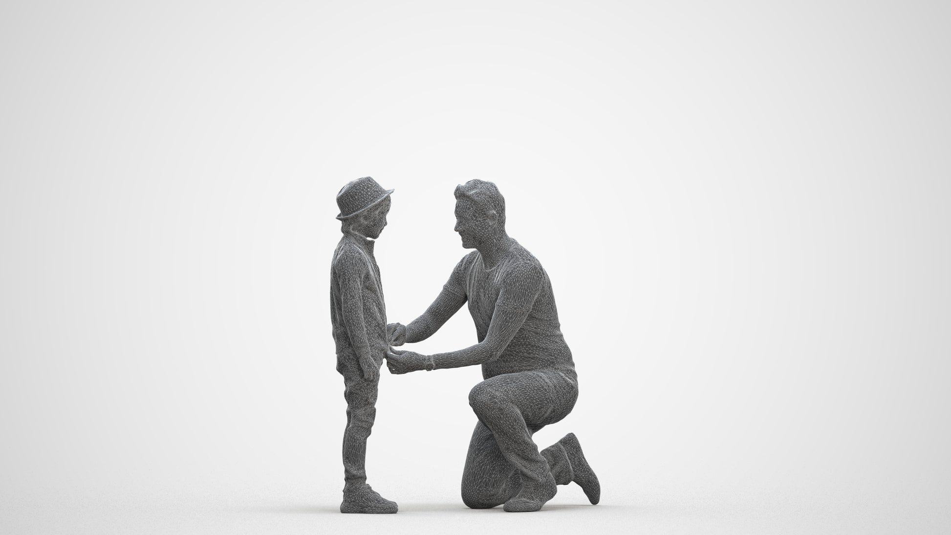 realistic 3D boy casual kids, scanned archviz people for Blender and 3ds Max, three-quarter front view render