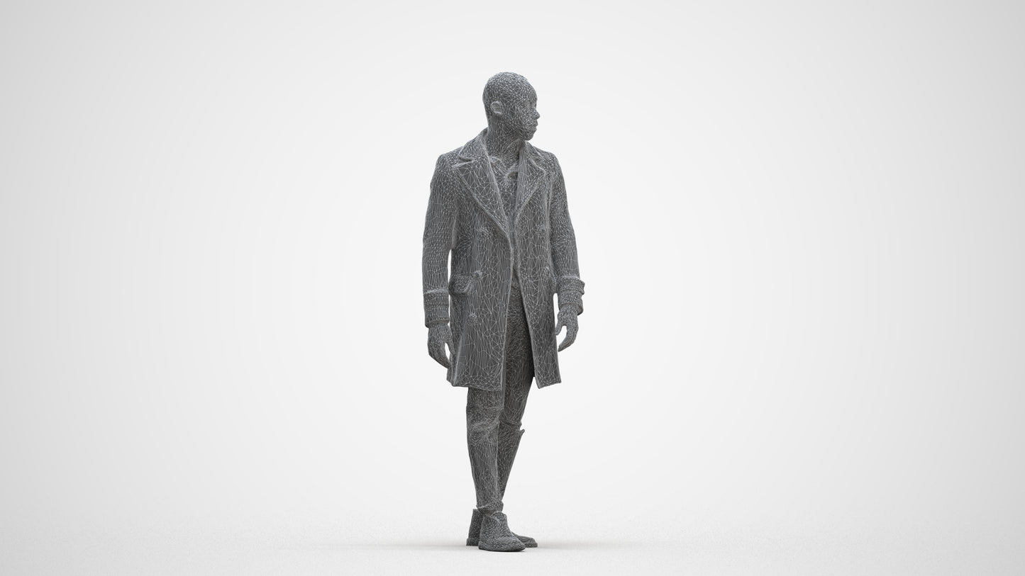 3D people model man casual walking, scanned human for 3ds Max rendering, three-quarter front view render