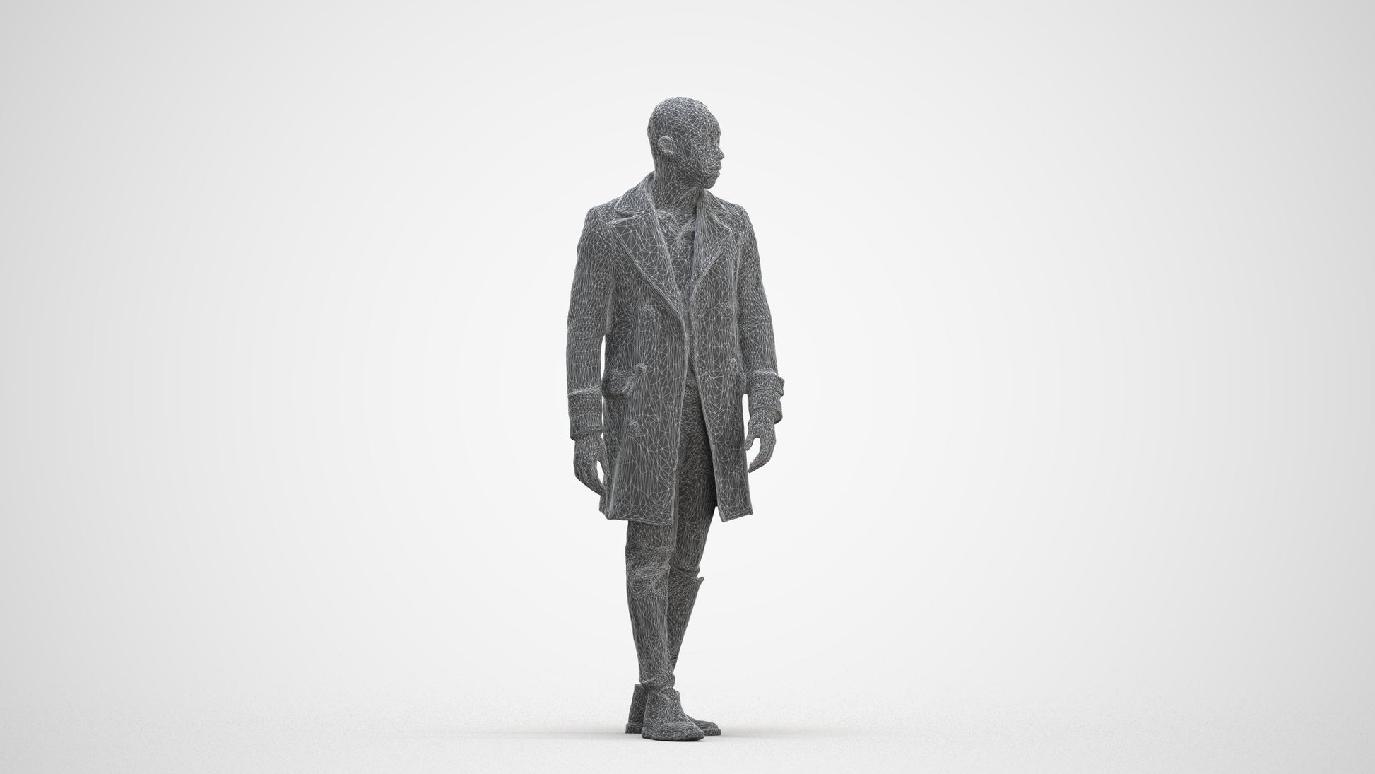3D people model man casual walking, scanned human for 3ds Max rendering, three-quarter front view render
