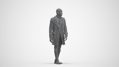 3D people model man casual walking, scanned human for 3ds Max rendering, three-quarter front view render