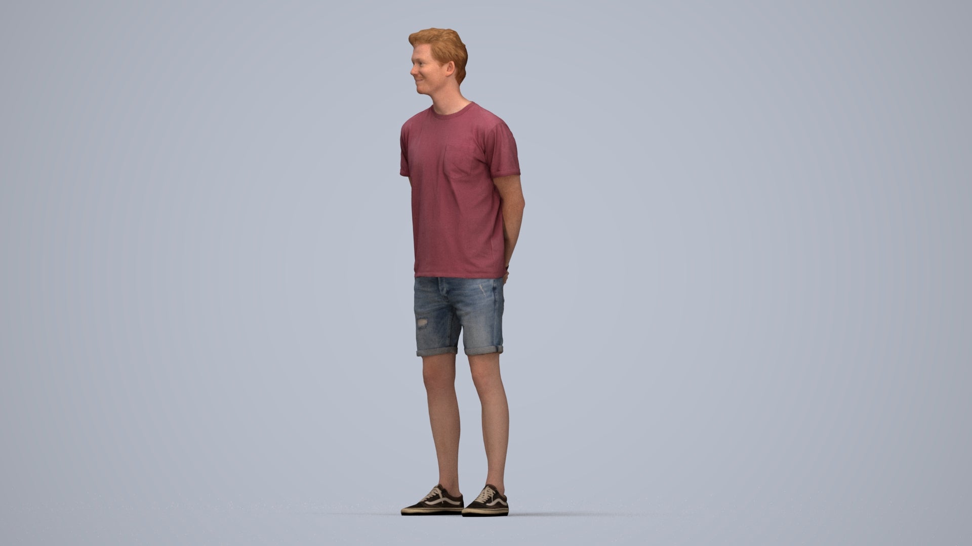 photogrammetry 3D man casual standing, realistic human model archviz FBX, top-down view render