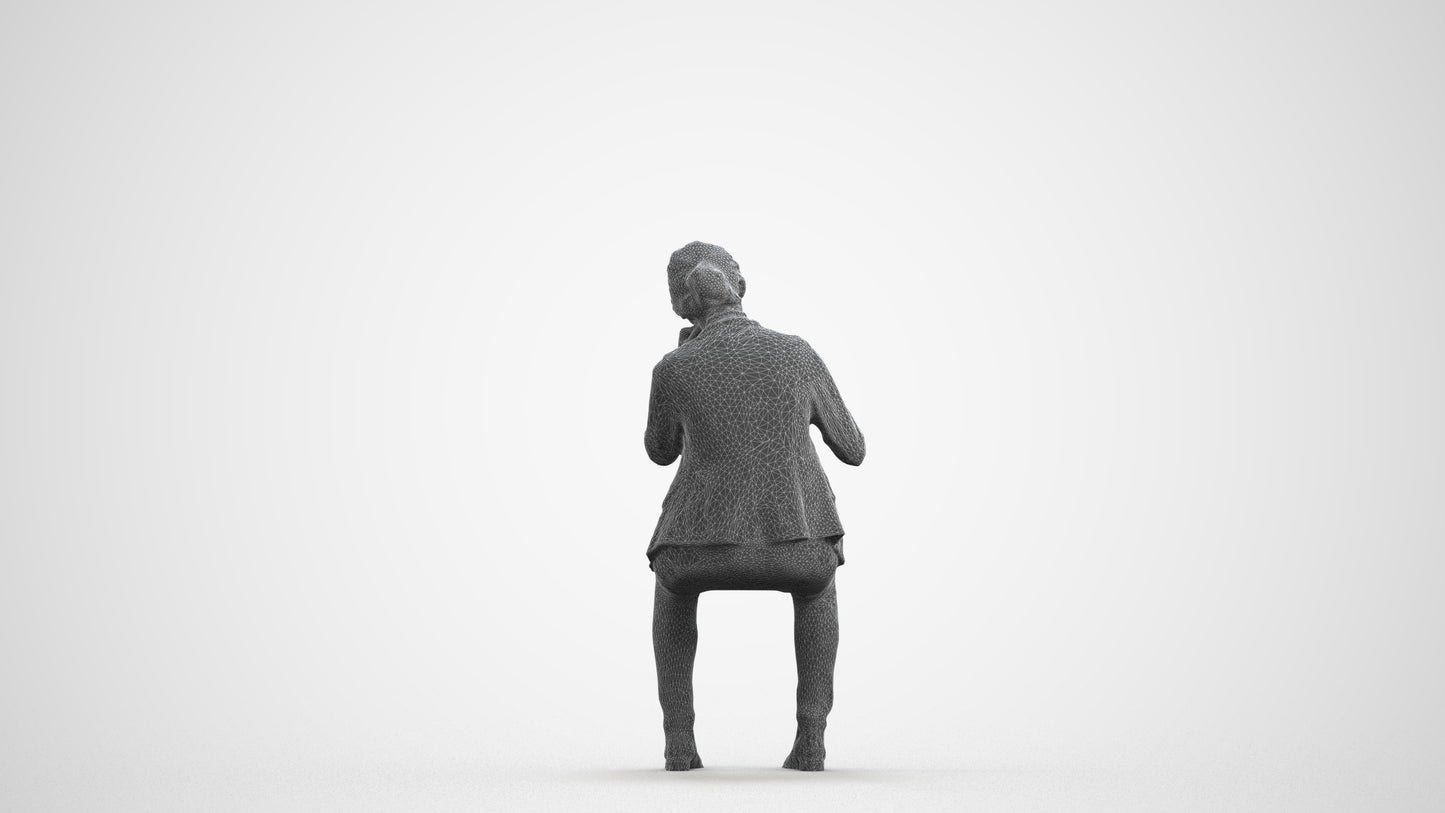 3D scanned woman business, photorealistic archviz people for Enscape and SketchUp, wireframe front view