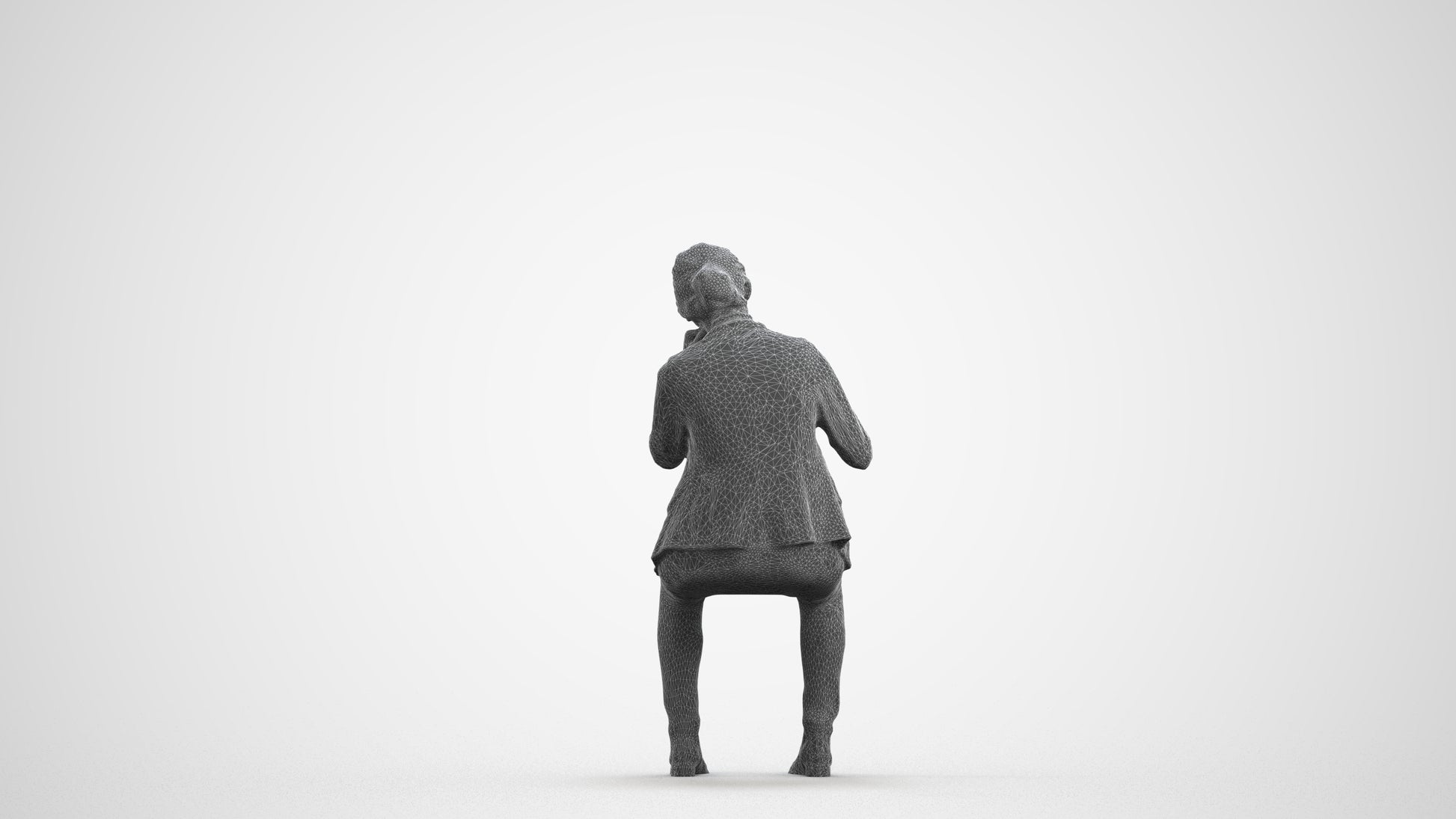 3D scanned woman business, photorealistic archviz people for Enscape and SketchUp, wireframe front view