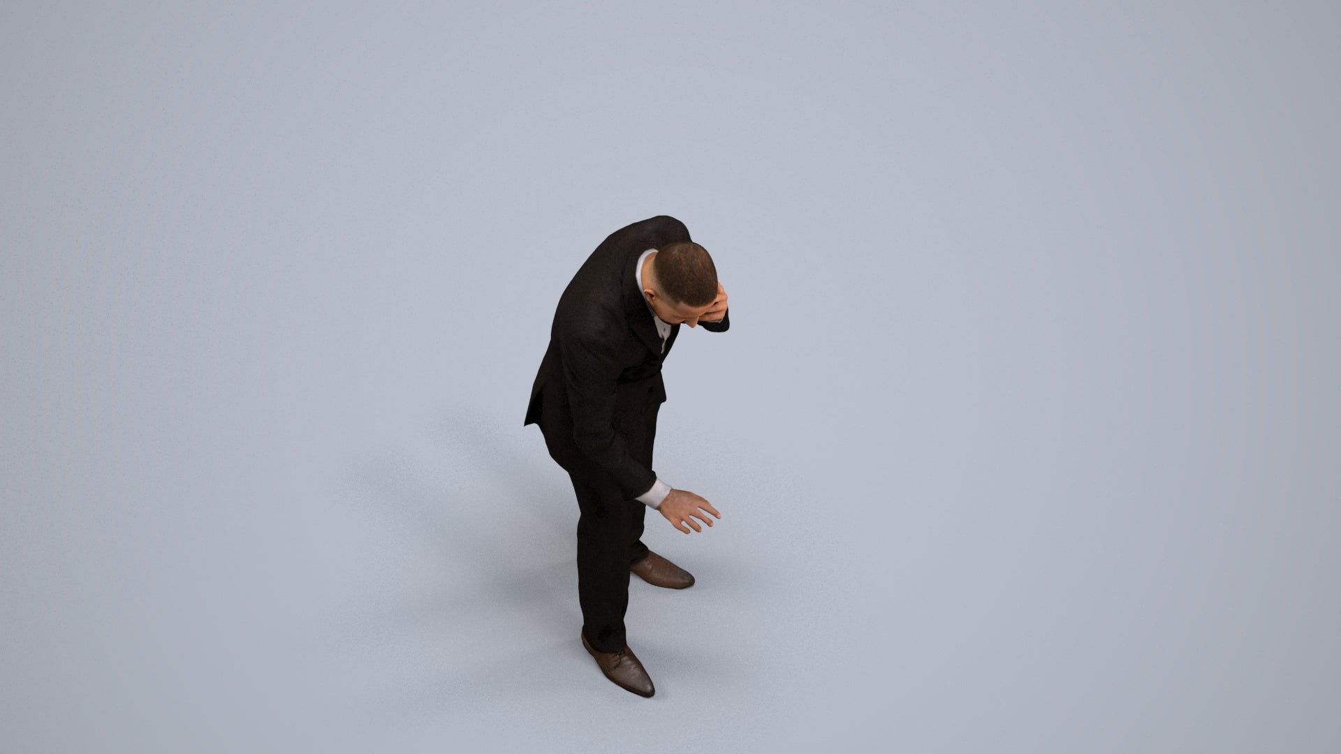 3D people model man business, scanned human for 3ds Max rendering, back view render