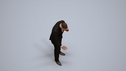 3D people model man business, scanned human for 3ds Max rendering, back view render