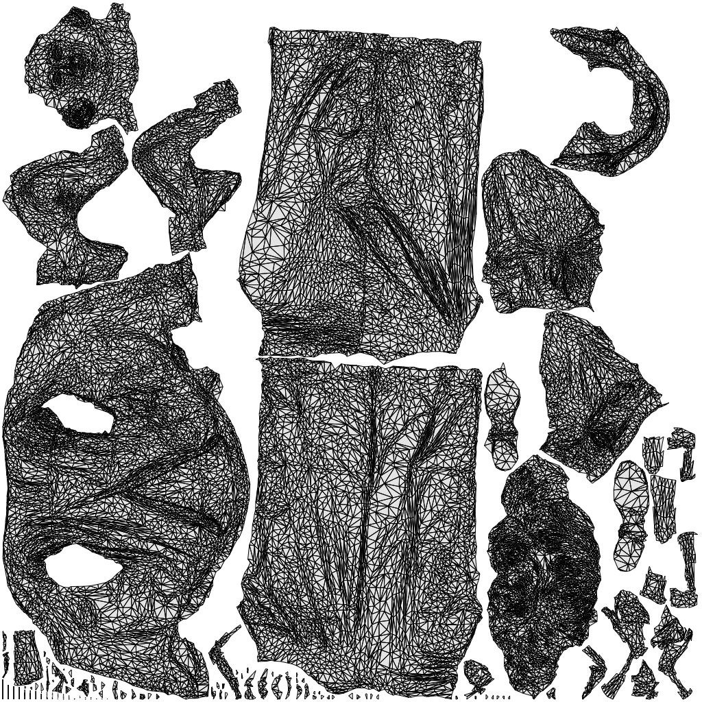 scanned 3D woman casual standing, photogrammetry people for Enscape and V-Ray, wireframe top-down view