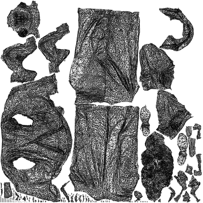 scanned 3D woman casual standing, photogrammetry people for Enscape and V-Ray, wireframe top-down view