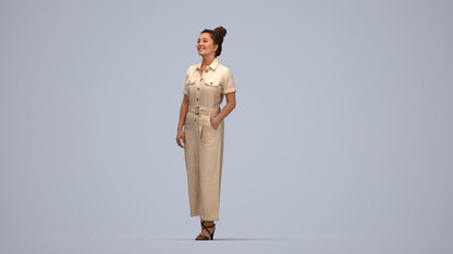 photogrammetry 3D woman formal walking, realistic human model archviz FBX, top-down view render