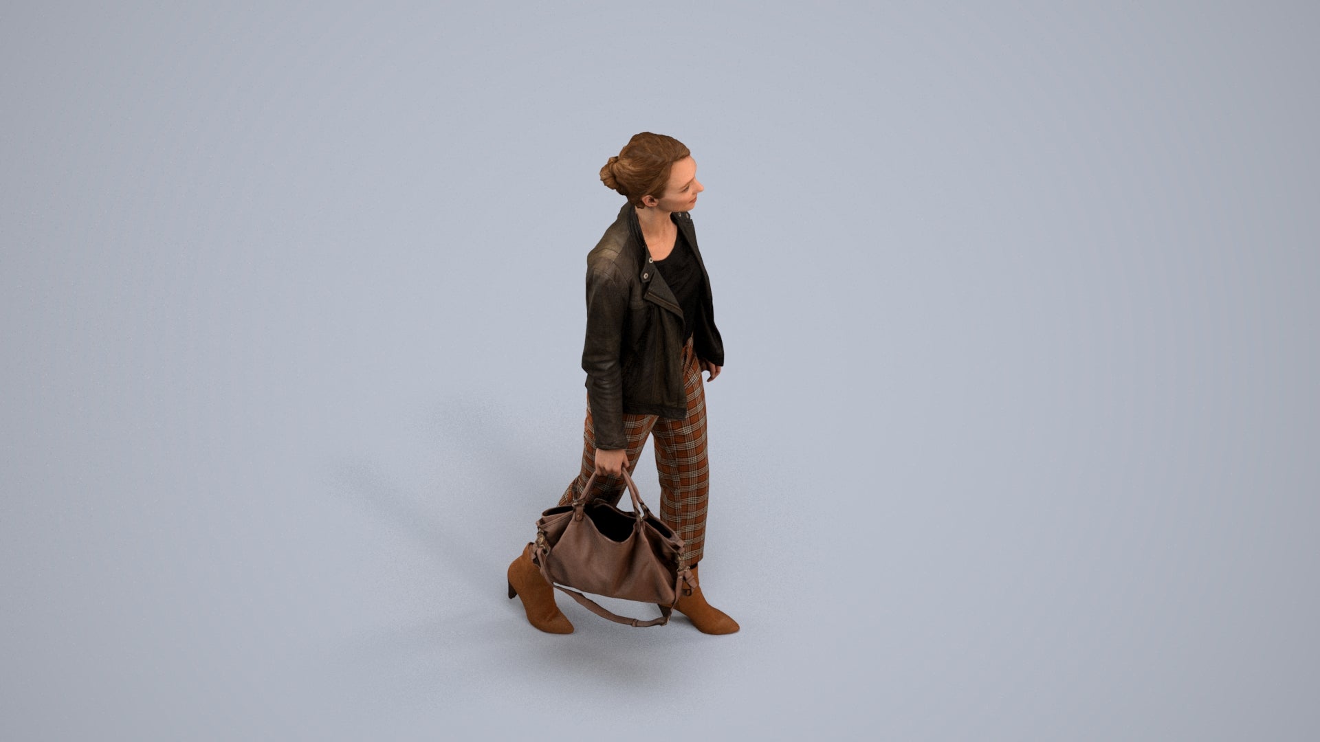 realistic 3D people woman business walking, render-ready for V-Ray and Corona, FBX OBJ, back view render