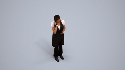 realistic 3D woman hospitality, scanned archviz people for Blender and 3ds Max, back view render