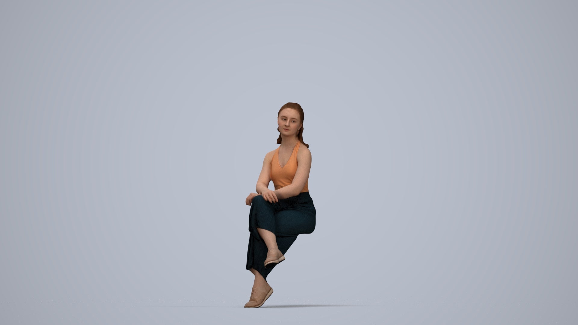 realistic 3D people girl casual kids, render-ready for V-Ray and Corona, FBX OBJ, top-down view render