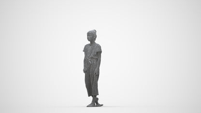 3D people model girl kids, scanned human for 3ds Max rendering, wireframe back view