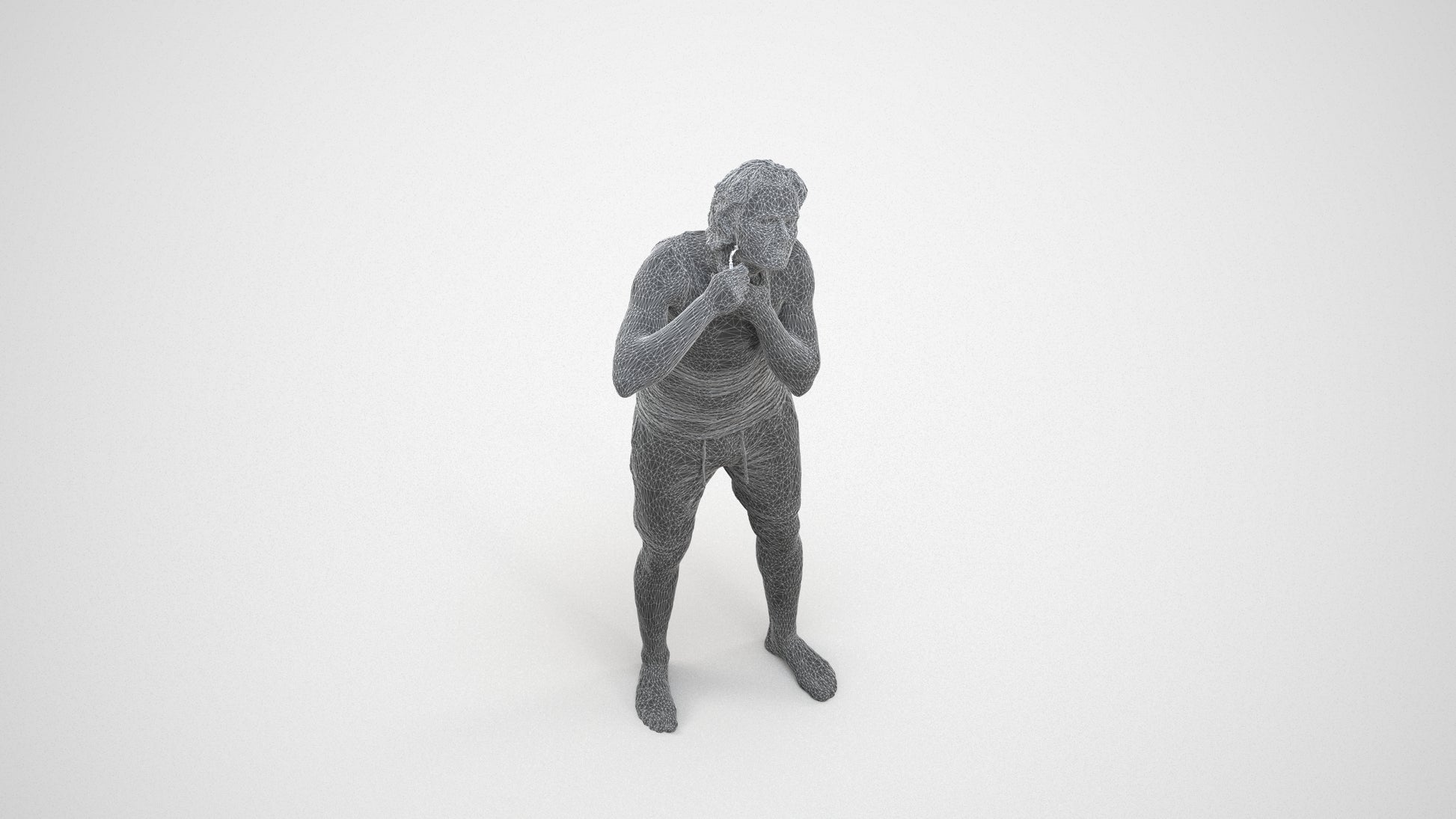 realistic 3D human man bathroom, archviz people FBX OBJ for Blender, wireframe three-quarter view