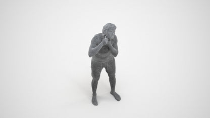 realistic 3D human man bathroom, archviz people FBX OBJ for Blender, wireframe three-quarter view