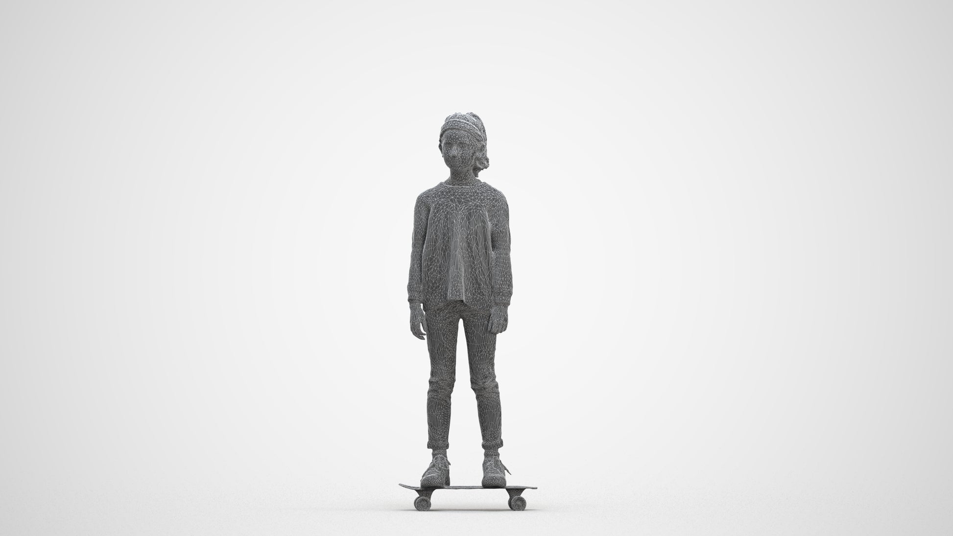 scanned 3D girl casual kids, photogrammetry people for Enscape and V-Ray, three-quarter front view render