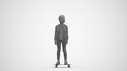 scanned 3D girl casual kids, photogrammetry people for Enscape and V-Ray, three-quarter front view render