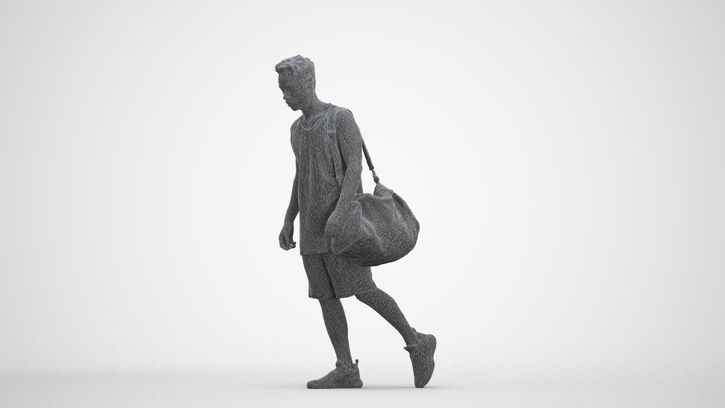 3D people model man sport, scanned human for 3ds Max rendering, three-quarter front view render