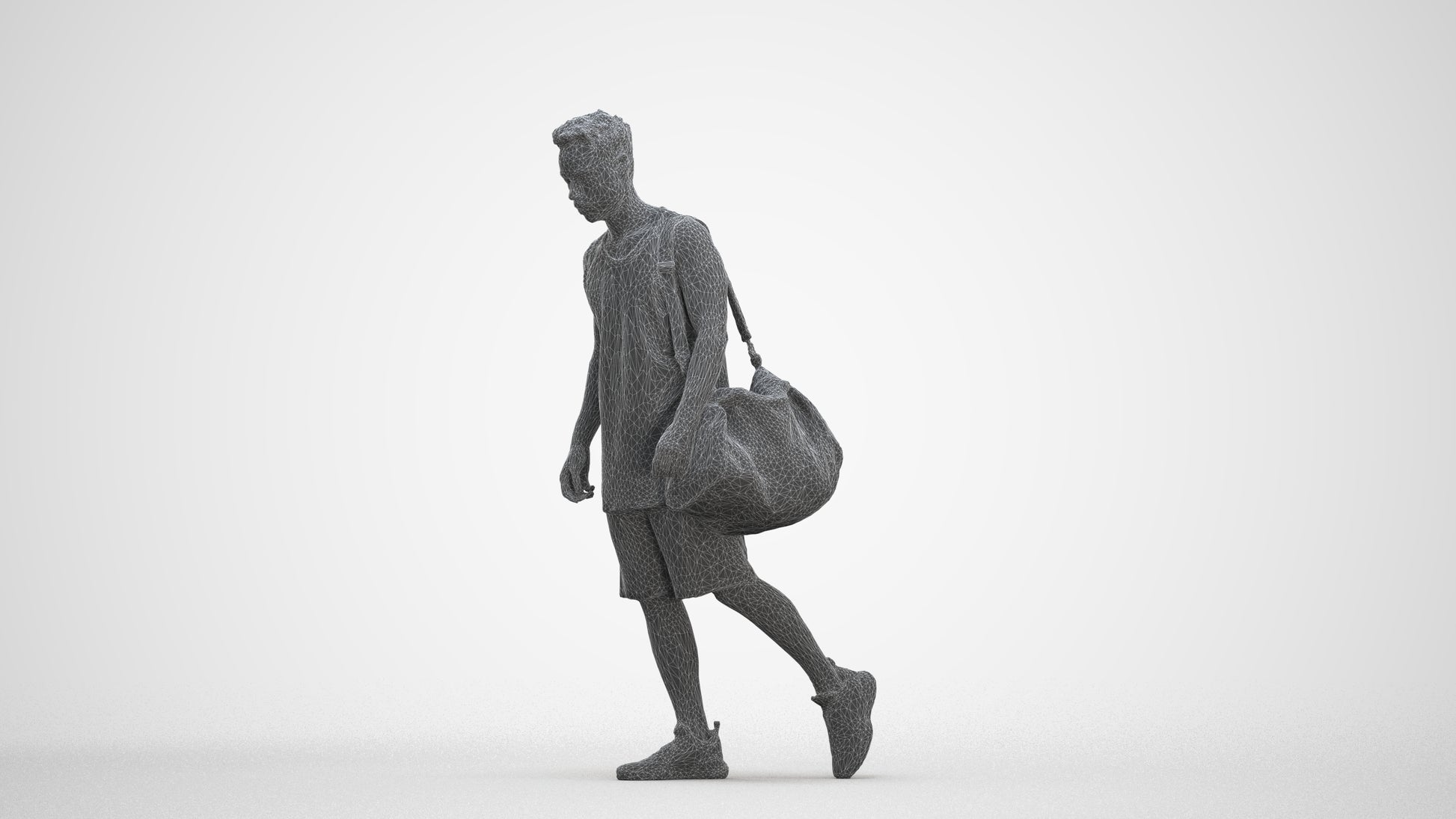 3D people model man sport, scanned human for 3ds Max rendering, three-quarter front view render
