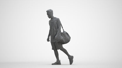 3D people model man sport, scanned human for 3ds Max rendering, three-quarter front view render