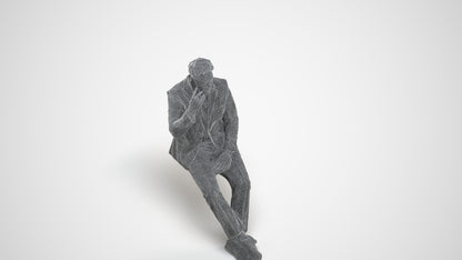 3D people model man business, scanned human for 3ds Max rendering, wireframe three-quarter view