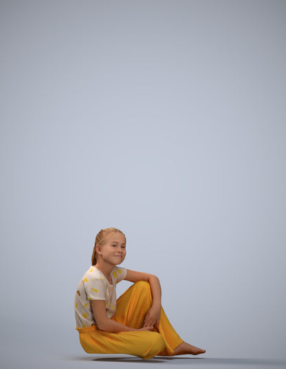 3D people model girl casual kids, scanned human for 3ds Max rendering
