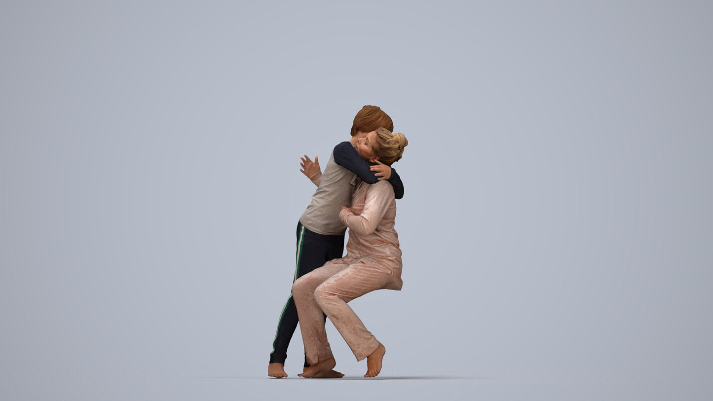 realistic 3D human girl kids, archviz people FBX OBJ for Blender, top-down view render